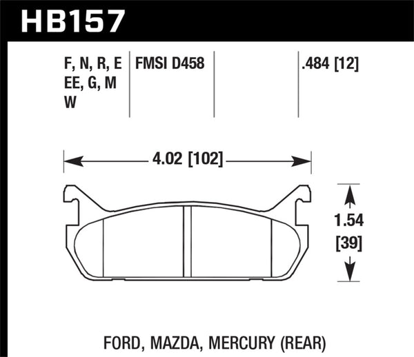 Hawk Performance Race Front Brake Pads | Mazda Miata (1994–1997) / Miata (1999–2003) (HB149S.505) main image 1
