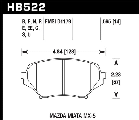 Hawk 06-10 Mazda Miata Mx-5 Base Blue 9012 Race Front Brake Pads